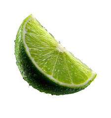 Freshly cut lime slice food bright colors isolated on transparent background, png