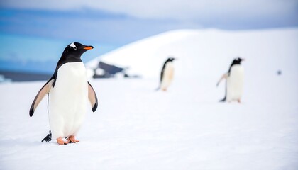 Obraz premium Penguins on snowy landscape (2)