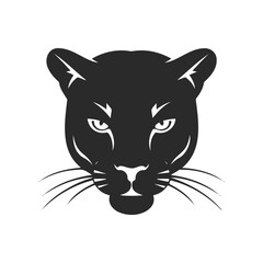 Obraz premium Black panther head silhouette with intense eyes on white background