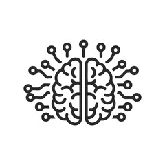 Abstract brain with circuit connections symbolizing artificial intelligence and networking