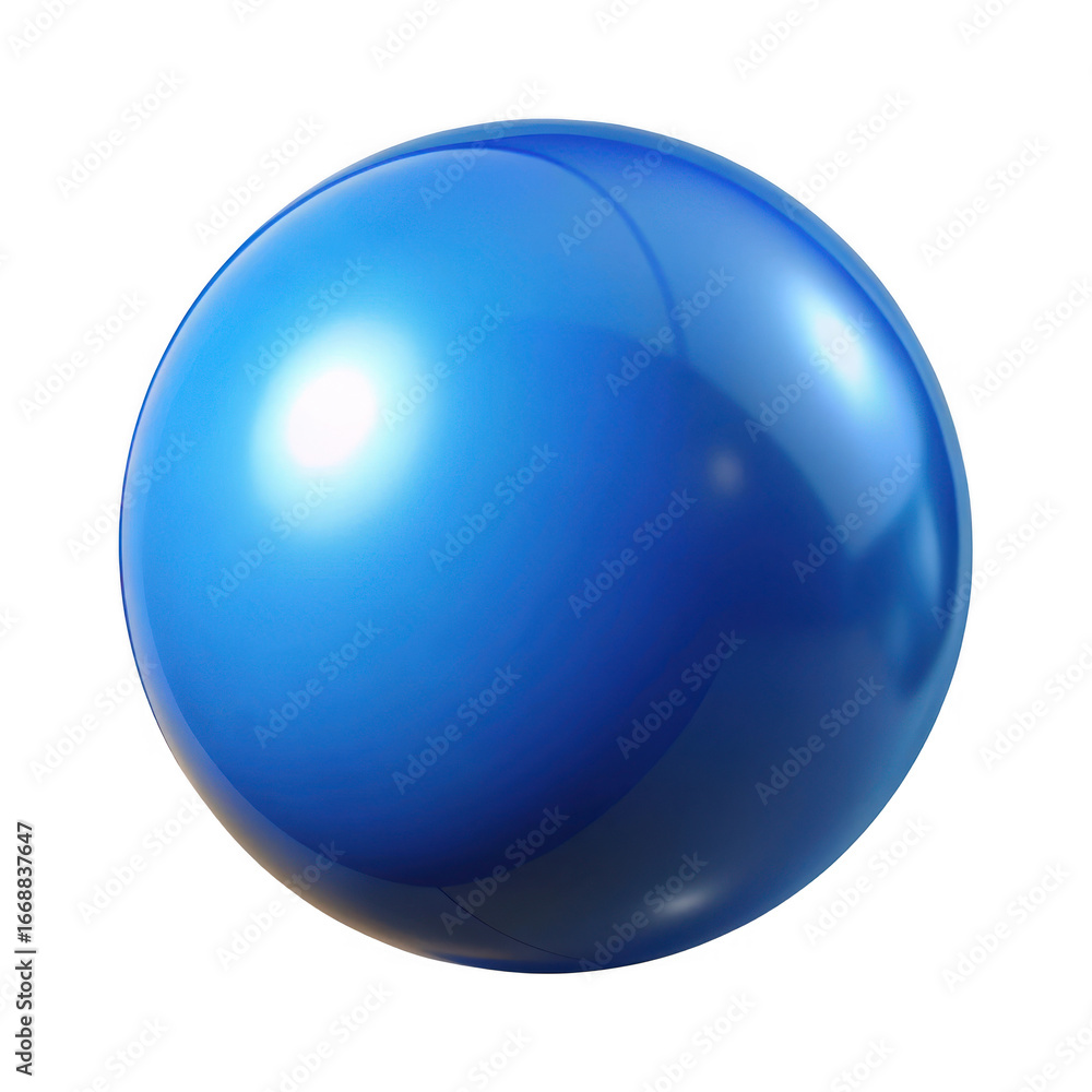Poster 3d blue sphere with realistic reflections isolated on transparent background