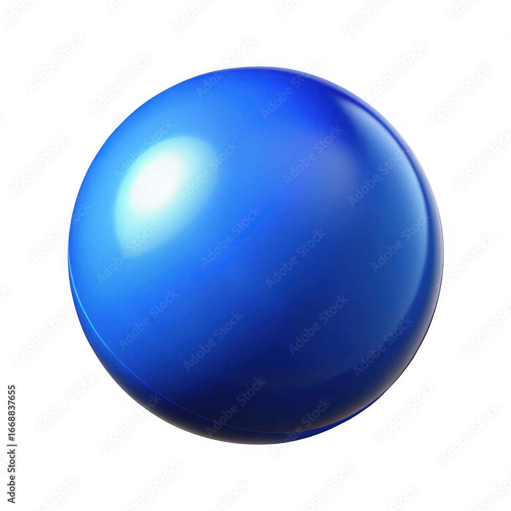 Poster 3d blue sphere with realistic reflections isolated on transparent background