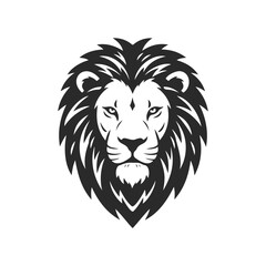 Bold stylized lion head in black and white