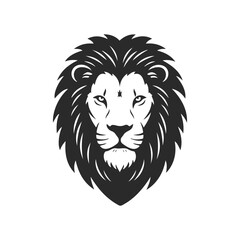 Fototapeta premium Bold black and white lion head illustration in monochrome