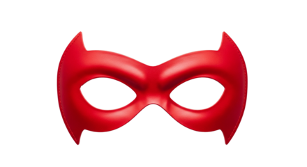 Front view red superhero eye mask isolated on white background.