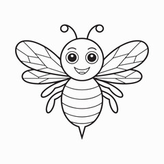 Minimalist bee illustration with playful expression and striped body, great for fun designs and animations