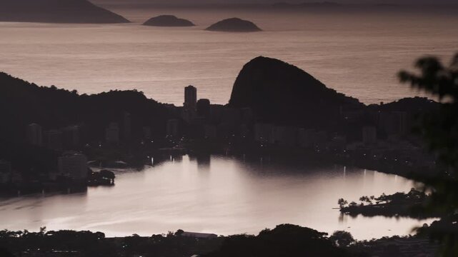 Rio de Janeiro Brazil &ndash; 4K UHD Pan Shot of Lagoa Rodrigo de Freitas Lagoon with City Skyline