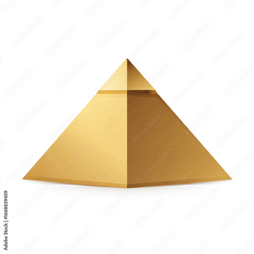Fototapete Golden Pyramid Structure on White Background Shining Geometric Form Illustration Architecture Ancient Symbol Shape Design Element Isolated Simple Minimalist Graphic Icon