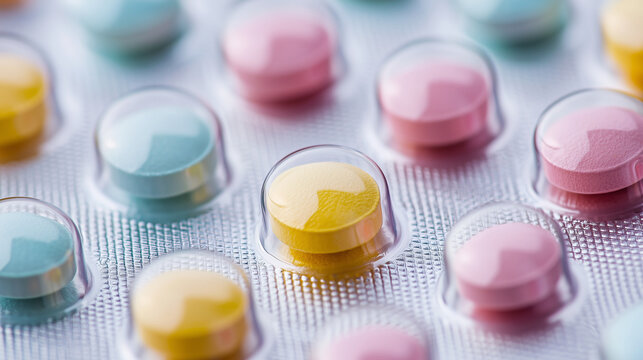 Close-up of birth control pills. World Contraception Day.
