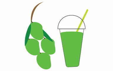 Fresh mango juice for summer time on white background