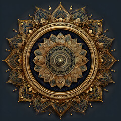 Obraz premium Indian flower mandala art with luxury golden circle rame transparent vintage gld circular pattern