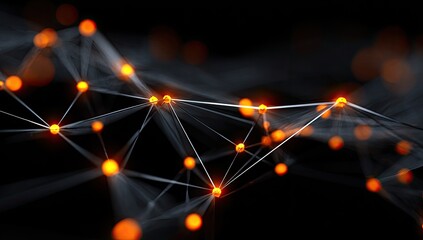 Abstract network of glowing points connected by lines