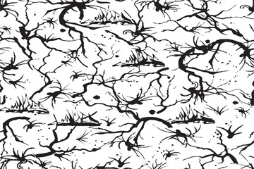 Abstract Black Ink Neuron Pattern on White Background