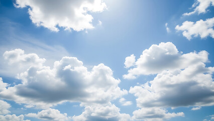 Fototapeta premium Natural scenery background blue sky with bright white clouds and clear