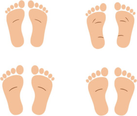 Children's footprints. human feet standing on the ground. isolated on white background
