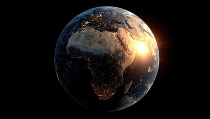 Fototapeta premium Earth seen from space, sunrise over Africa