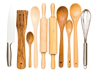 Minimalist Display of Essential Culinary Tools, Transparent PNG Background