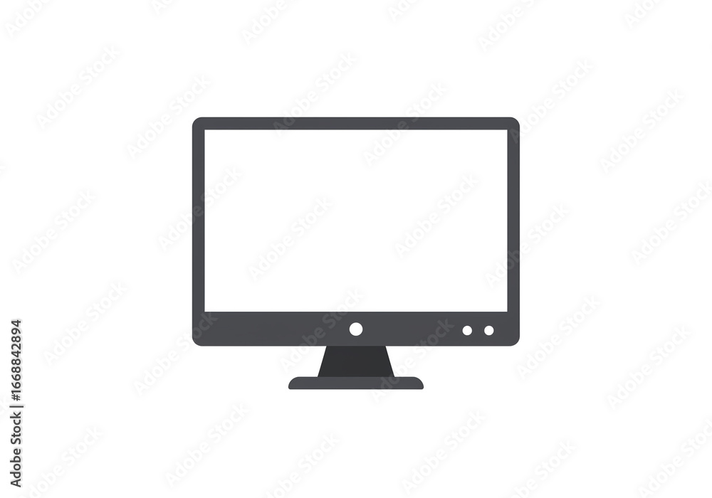 Poster modern computer monitor displays clean white screen ready for your content creation