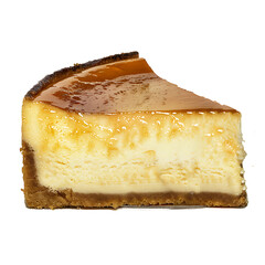 Slice of Caramel-Topped Cheesecake with Gingersnap Crust
