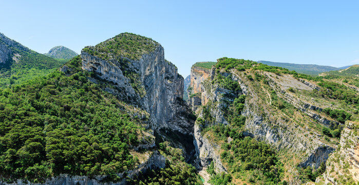 Panoramic view of the geological limestone formation of the Verdon Gorge - also Gorges du Verdon or Grand Canyon du Verdon - highlight and attraction of Provence - France, Europe 2025