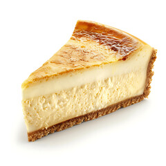 Slice of New York Style Cheesecake with Golden Brown Top