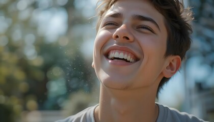 Teenager laughing at a sudden joke