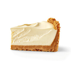 Slice of creamy cheesecake with a graham cracker crust