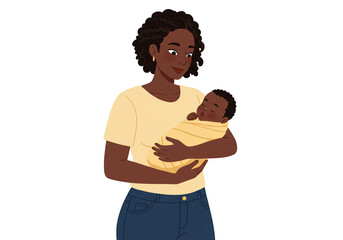 Loving mother gently cradles sleeping baby in warm embrace, celebrating family bond and new life