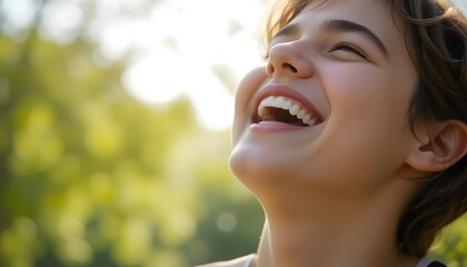 Teenager laughing at a sudden joke
