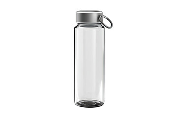 Clear plastic water bottle with a gray cap and handle