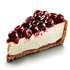 Slice of Cheesecake Topped with Fresh Cherries