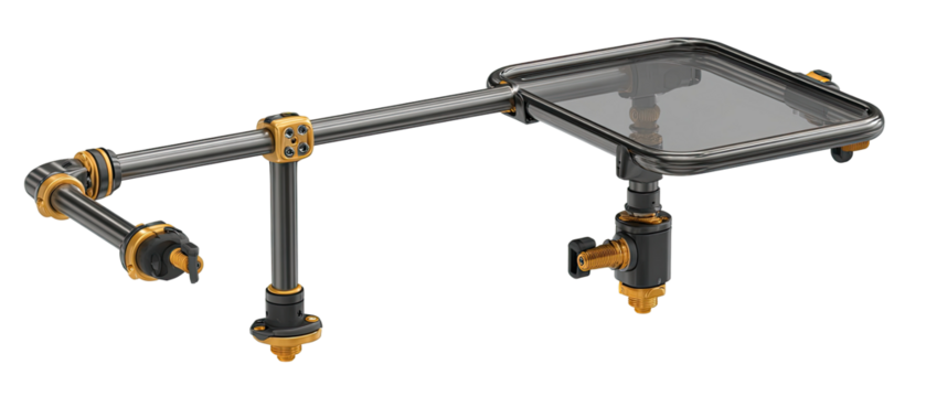 Industrial  robotic arm/fixture with clear viewing tray