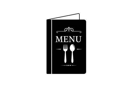 Elegant restaurant menu design featuring fork and spoon icons for dining establishments