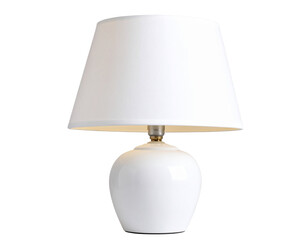 Sleek White Table Lamp Glowing Softly, Isolated on Transparent Background