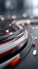 Flowing lines intertwine with sparkling elements, creating a dynamic, vibrant atmosphere filled with warmth and movement