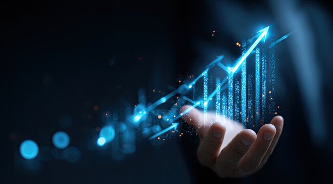 Holographic growth chart in hand