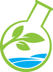 Laboratory Leaf Science Eco Icon Logo Design Green Vector Template