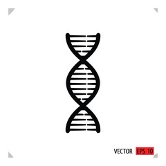 Icon of double helix dna strand represents genetic science health biology and biochemistry discoveries silhouette