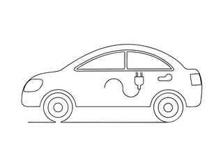 Obraz premium 3d electric car single line art vector eps continuous on white background