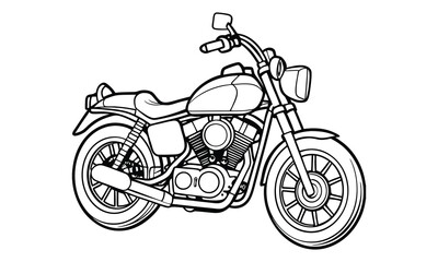 Harley-Davidson Sportster Kids vector line art and silhouette t shirt design, elegant detailed illustration, perfect for printable coloring pages, art therapy relaxation and stress relief.