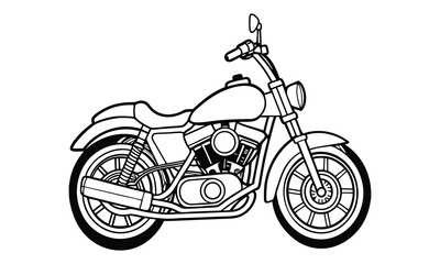 Obraz premium Harley-Davidson Sportster Kids vector line art and silhouette t shirt design, elegant detailed illustration, perfect for printable coloring pages, art therapy relaxation and stress relief.