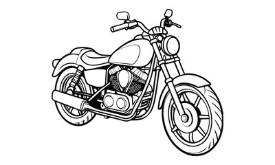 Harley-Davidson Sportster Kids vector line art and silhouette t shirt design, elegant detailed illustration, perfect for printable coloring pages, art therapy relaxation and stress relief.
