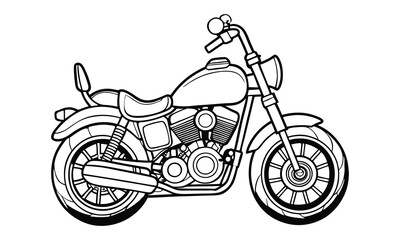 Harley-Davidson Sportster Kids vector line art and silhouette t shirt design, elegant detailed illustration, perfect for printable coloring pages, art therapy relaxation and stress relief.