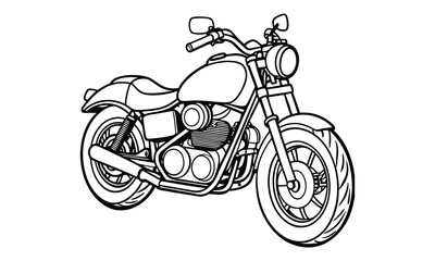 Fototapeta premium Harley-Davidson Sportster Kids vector line art and silhouette t shirt design, elegant detailed illustration, perfect for printable coloring pages, art therapy relaxation and stress relief.