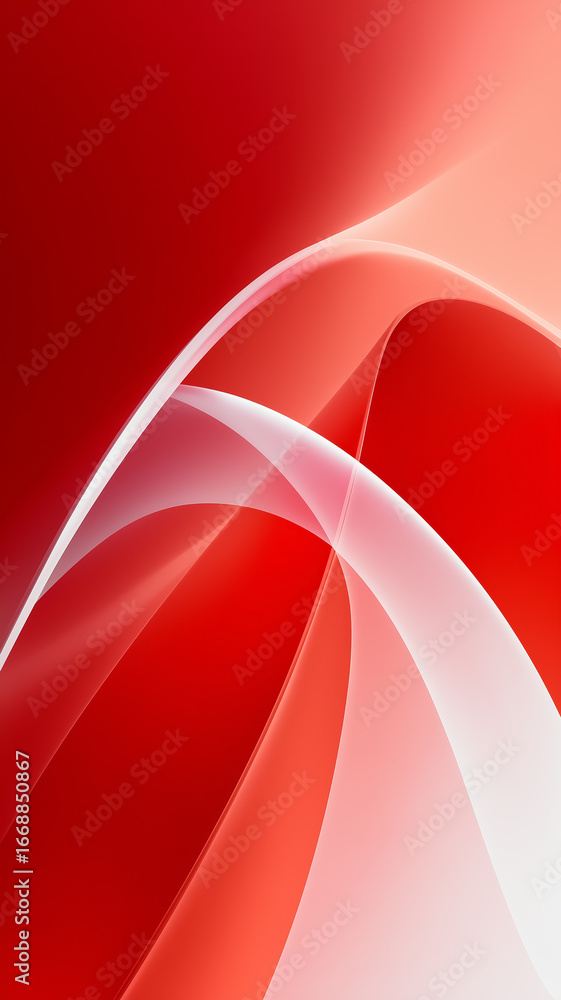 Poster abstract red and white curves creating dynamic visual flow