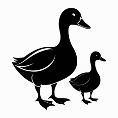 duck and ducklings silhouette 