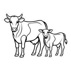 calf and cow vector