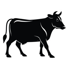 cow walking silhouette with tail