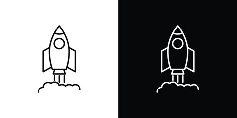 Rocket launch icons. vector symbol illustrations.