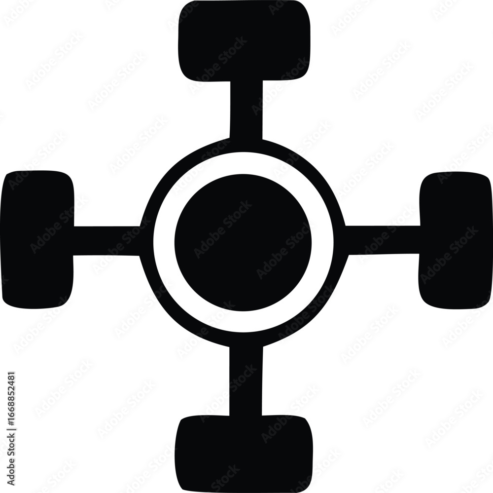 Aufkleber abstract geometric symbol representing connectivity or network node with four arms for data exchange